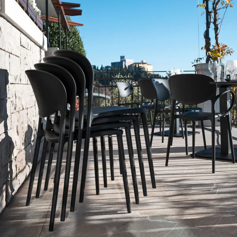 Abby Connubia® Chaise de jardin italienne empilable en polypropylène recyclé sans accoudoirs> Chaise De Jardin