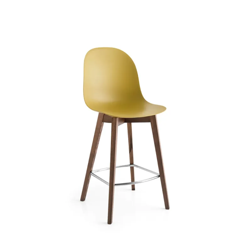 1672 Academy Connubia© Tabouret scandinave en polypropylène et bois> Tabouret Snack (assise +/- 65 Cm)|Tabouret De Bar (assise +/- 80 Cm)