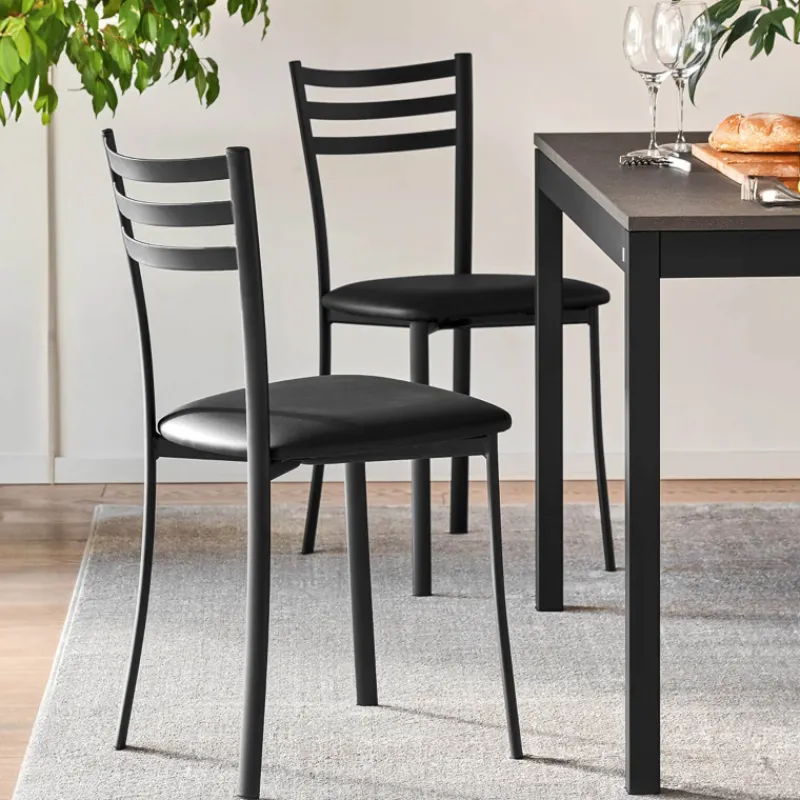 Ace 1320 Chaise de cuisine en métal avec assise en simili rembourrée> Chaise De Cuisine