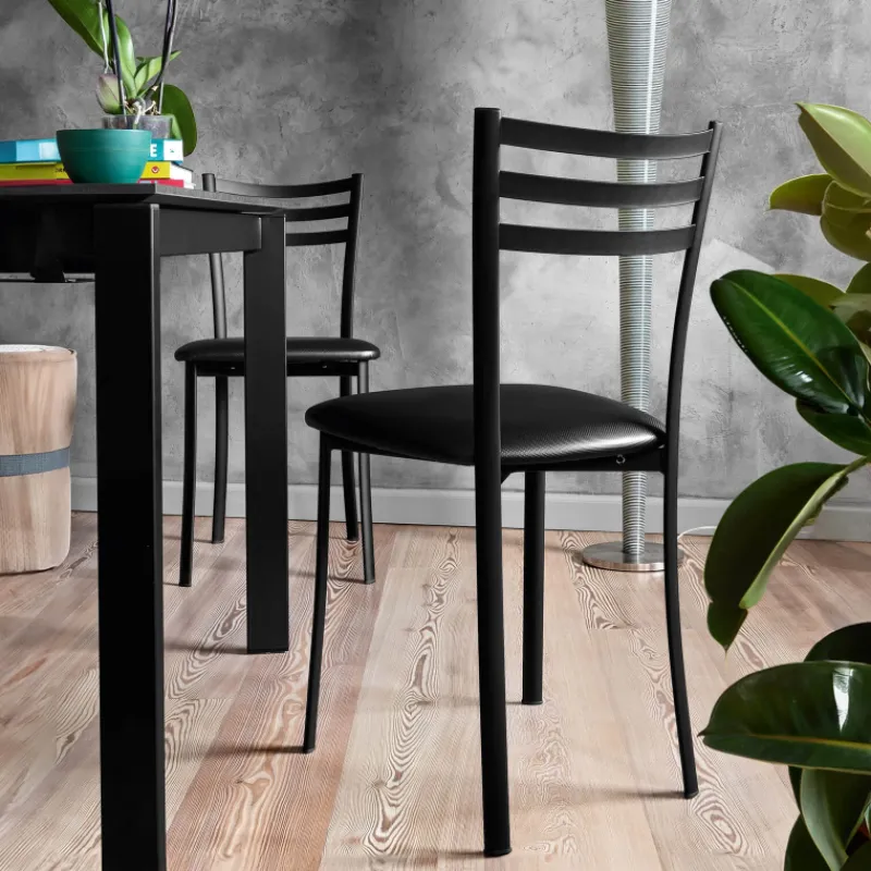 Ace 1320 Chaise de cuisine en métal avec assise en simili rembourrée> Chaise De Cuisine