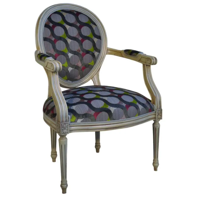 Paget Adrien Fauteuil Louis XVI médaillon revisité fabrication française> Fauteuil De Salon