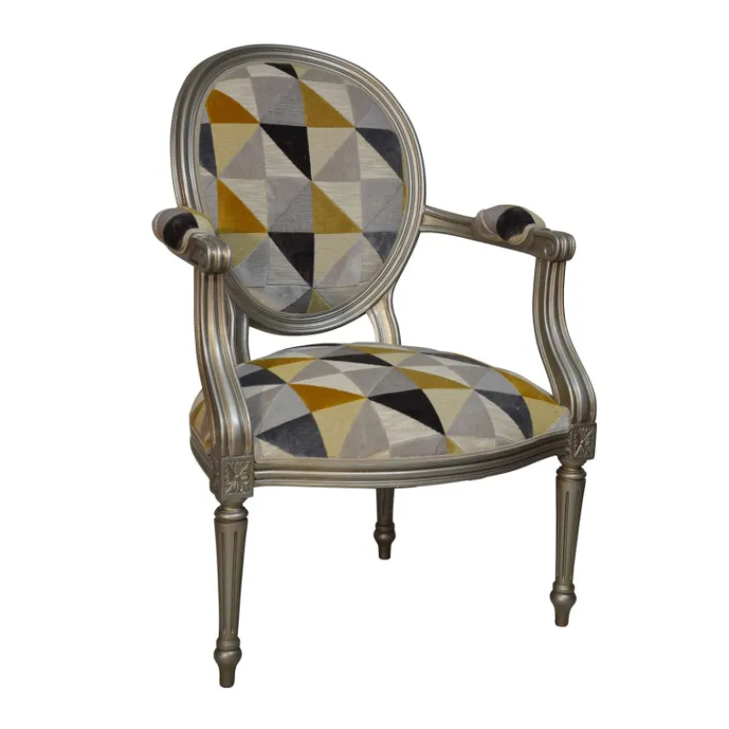 Paget Adrien Fauteuil Louis XVI médaillon revisité fabrication française> Fauteuil De Salon