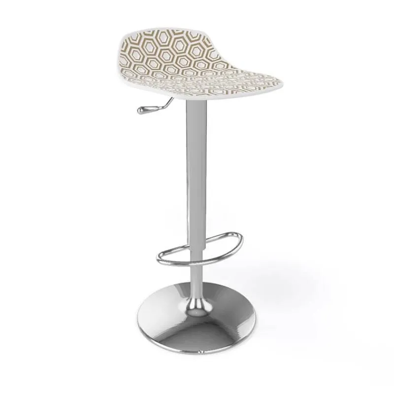 Alhambra 97A / 97AV Tabouret italien sans dossier réglable en hauteur avec assise à motifs> Tabouret Snack (assise +/- 65 Cm)|Tabouret De Bar (assise +/- 80 Cm)