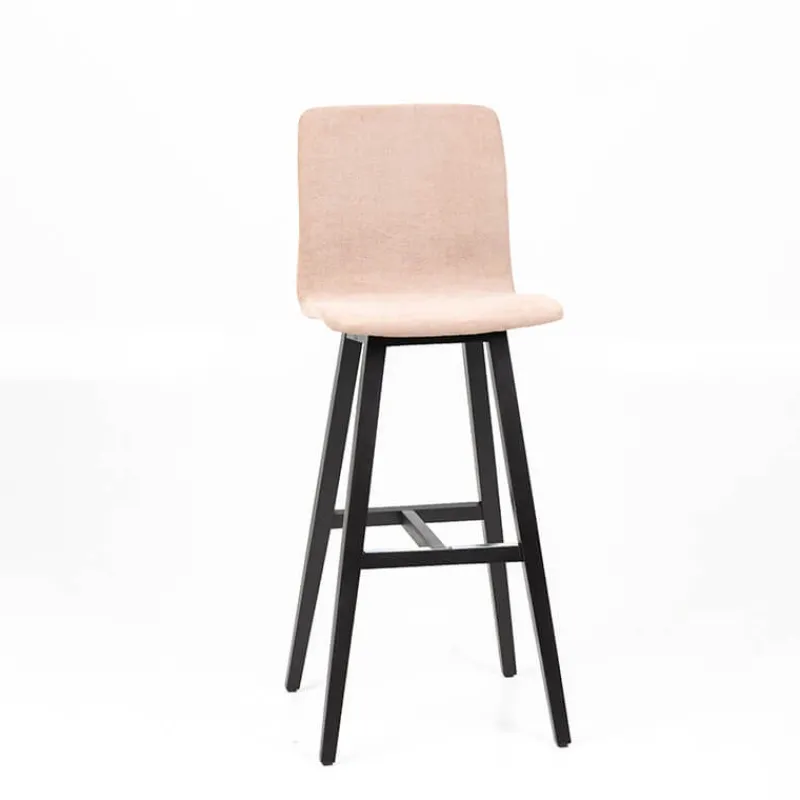 Sessio Amelie Tabouret bar en tissu et pieds en bois massif> Tabouret De Bar (assise +/- 80 Cm)
