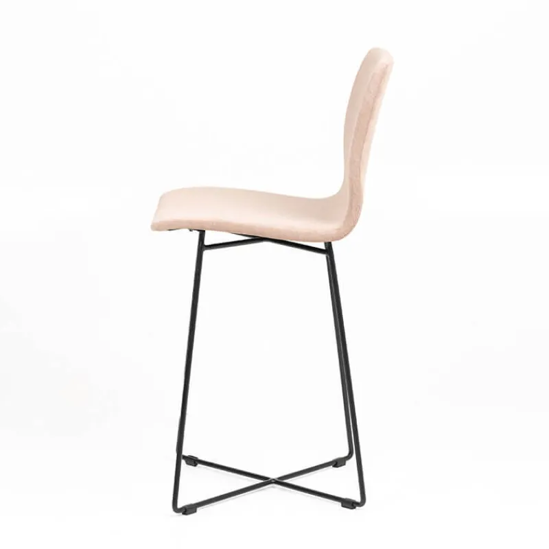 Sessio Amelie Tabouret snack en tissu et pieds métal croisé> Tabouret Snack (assise +/- 65 Cm)|Tabouret De Bar (assise +/- 80 Cm)