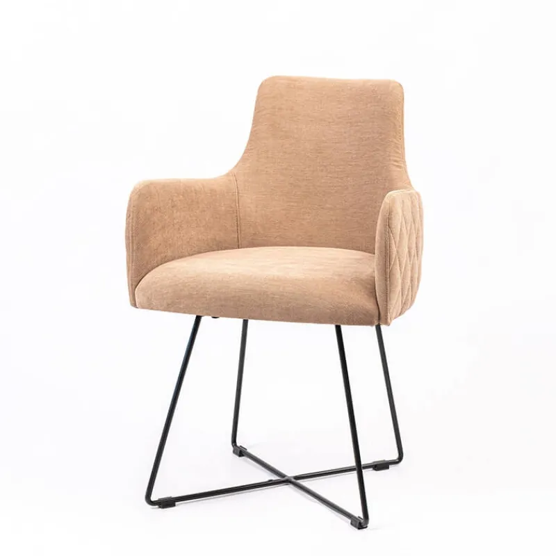 Sessio Anders diamant Fauteuil design en tissu dos matelassé et pieds métal> Chaise Salon|Chaise De Salle à Manger
