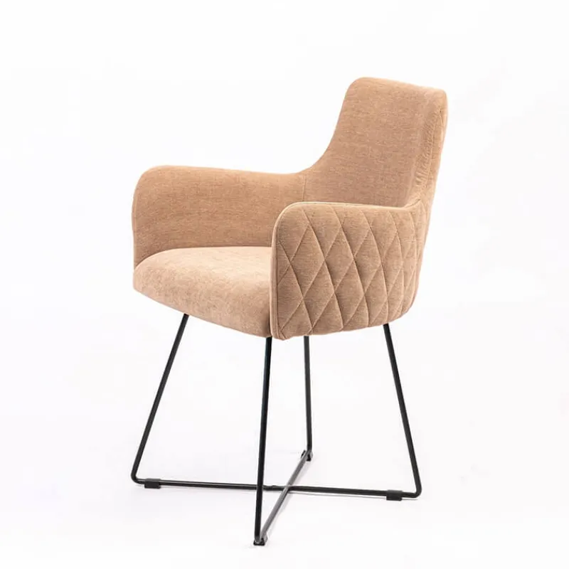 Sessio Anders diamant Fauteuil design en tissu dos matelassé et pieds métal> Chaise Salon|Chaise De Salle à Manger