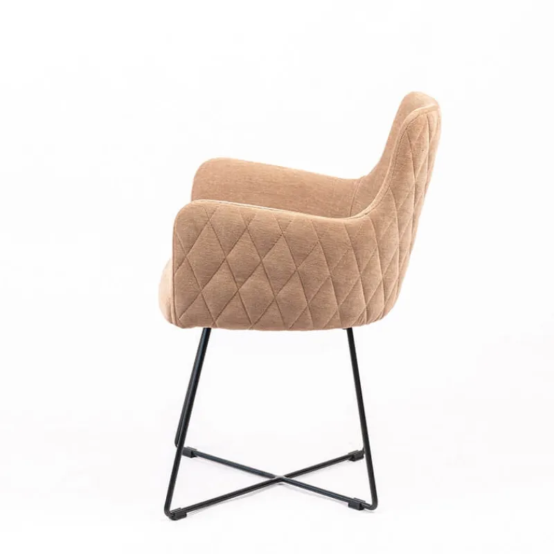 Sessio Anders diamant Fauteuil design en tissu dos matelassé et pieds métal> Chaise Salon|Chaise De Salle à Manger