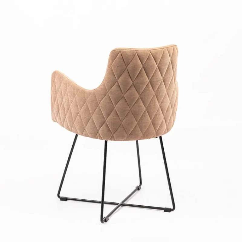 Sessio Anders diamant Fauteuil design en tissu dos matelassé et pieds métal> Chaise Salon|Chaise De Salle à Manger