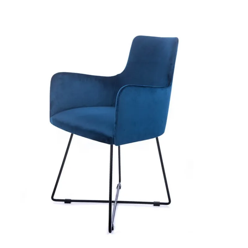 Sessio Anders Fauteuil de salle à manger en tissu et pieds métal> Chaise De Salle à Manger|Chaise Salon