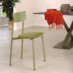 Carrier Anémone ® Chaise française avec assise en tissu rembourrée et dossier métal> Chaise De Salle à Manger