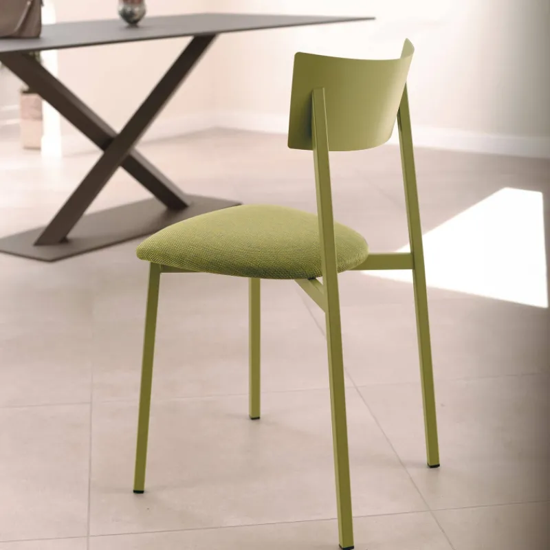 Carrier Anémone ® Chaise française avec assise en tissu rembourrée et dossier métal> Chaise De Salle à Manger