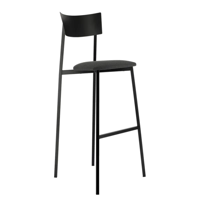 Carrier Anémone ® Tabouret de bar français avec assise en tissu rembourrée et dossier métal> Tabouret De Bar (assise +/- 80 Cm)