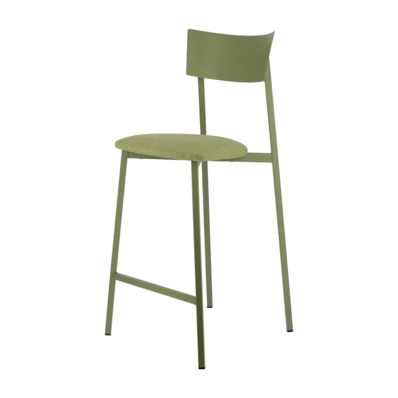 Carrier Anémone ® Tabouret snack français avec assise en tissu rembourrée et dossier métal> Tabouret Snack (assise +/- 65 Cm)|Tabouret De Bar (assise +/- 80 Cm)