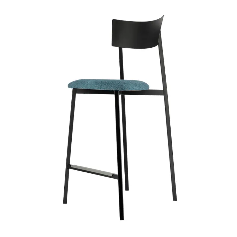 Carrier Anémone ® Tabouret snack français avec assise en tissu rembourrée et dossier métal> Tabouret Snack (assise +/- 65 Cm)|Tabouret De Bar (assise +/- 80 Cm)