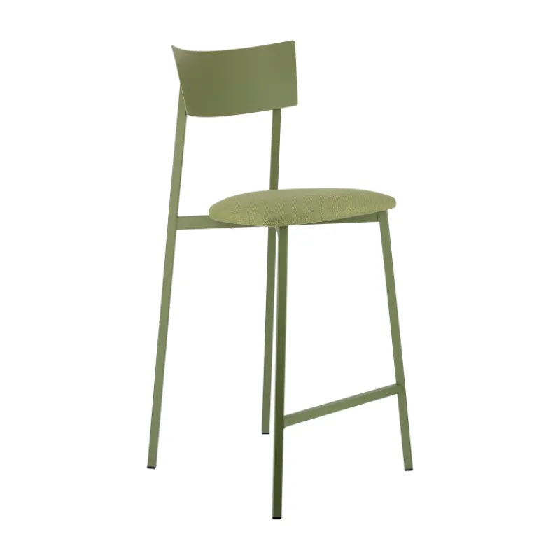 Carrier Anémone ® Tabouret snack français avec assise en tissu rembourrée et dossier métal> Tabouret Snack (assise +/- 65 Cm)|Tabouret De Bar (assise +/- 80 Cm)