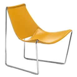 Midj Apelle ® Chaise transat design en croûte de cuir et métal><noscript><img width=