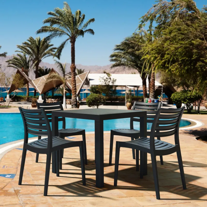 Ares Table de terrasse carrée en résine> Table De Jardin