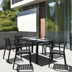 Ares Table de terrasse rectangulaire en résine><noscript><img width=