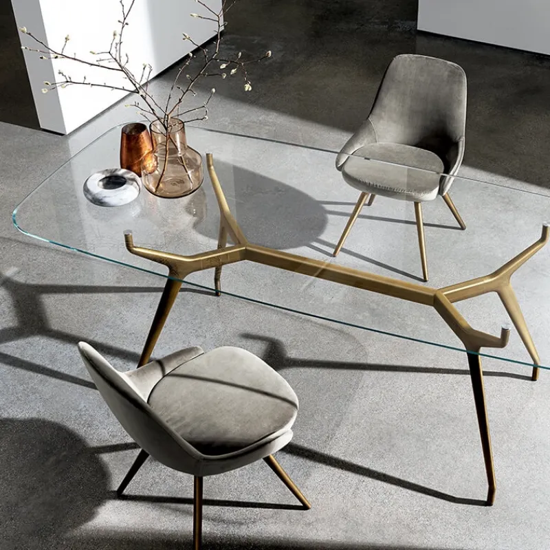 Sovet Italia Arkos Sovet® Table design rectangulaire en verre avec bords arrondis> Table De Salle à Manger