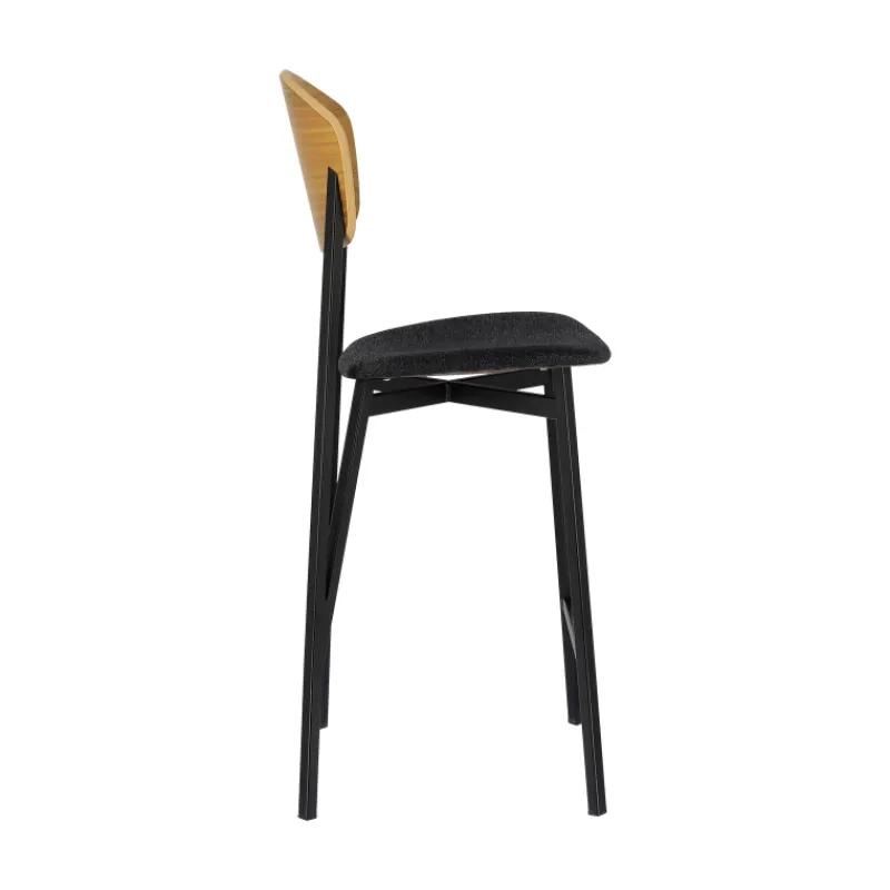 Carrier Artémis ® Tabouret snack design français assise en tissu dossier bois et pieds en métal> Tabouret Snack (assise +/- 65 Cm)|Tabouret De Bar (assise +/- 80 Cm)