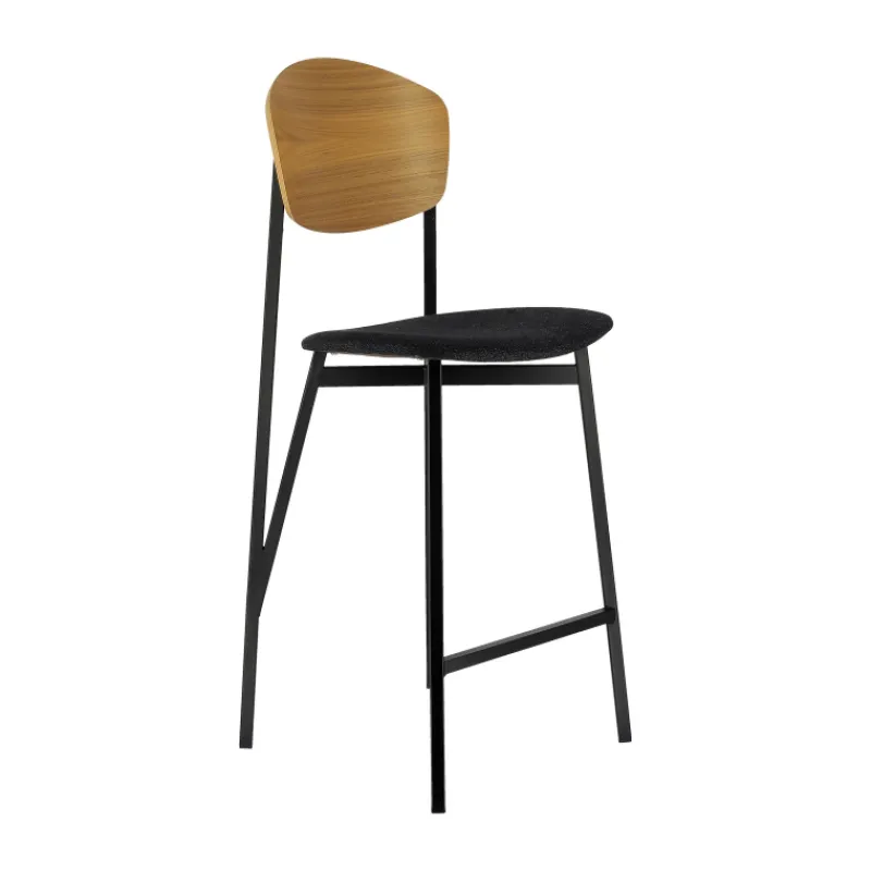Carrier Artémis ® Tabouret snack design français assise en tissu dossier bois et pieds en métal> Tabouret Snack (assise +/- 65 Cm)|Tabouret De Bar (assise +/- 80 Cm)