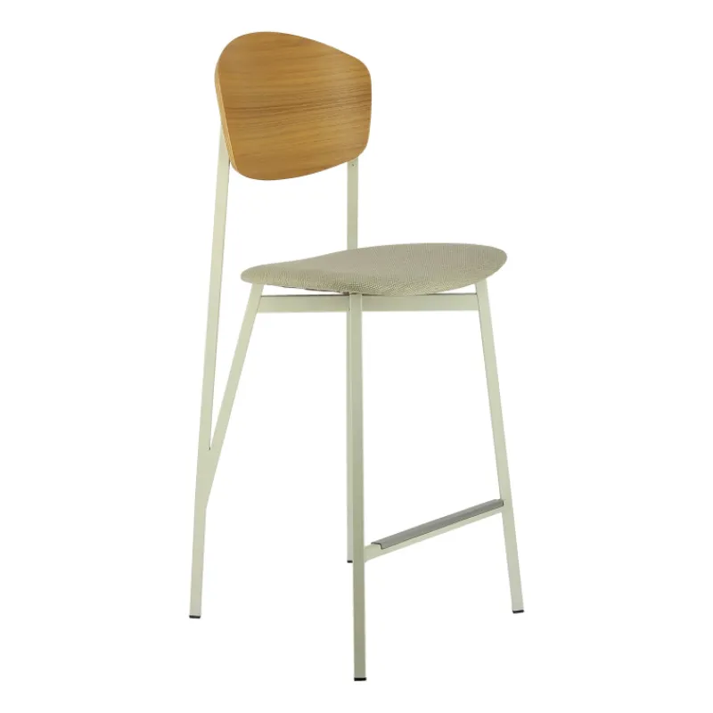 Carrier Artémis ® Tabouret snack design français assise en tissu dossier bois et pieds en métal> Tabouret Snack (assise +/- 65 Cm)|Tabouret De Bar (assise +/- 80 Cm)