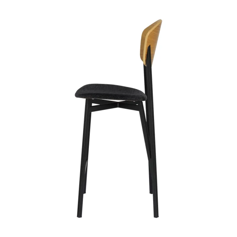 Carrier Artémis ® Tabouret snack design français assise en tissu dossier bois et pieds en métal> Tabouret Snack (assise +/- 65 Cm)|Tabouret De Bar (assise +/- 80 Cm)
