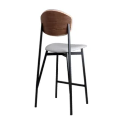Carrier Artémis ® Tabouret snack design français assise et dossier en simili dos bois et pieds en métal><noscript><img width=