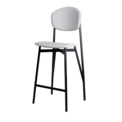 Carrier Artémis ® Tabouret snack design français assise et dossier en simili dos bois et pieds en métal><noscript><img width=