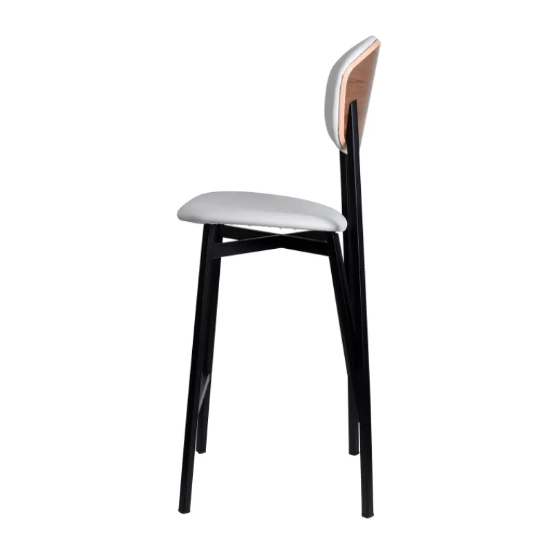 Carrier Artémis ® Tabouret snack design français assise et dossier en simili dos bois et pieds en métal> Tabouret Snack (assise +/- 65 Cm)|Tabouret De Bar (assise +/- 80 Cm)