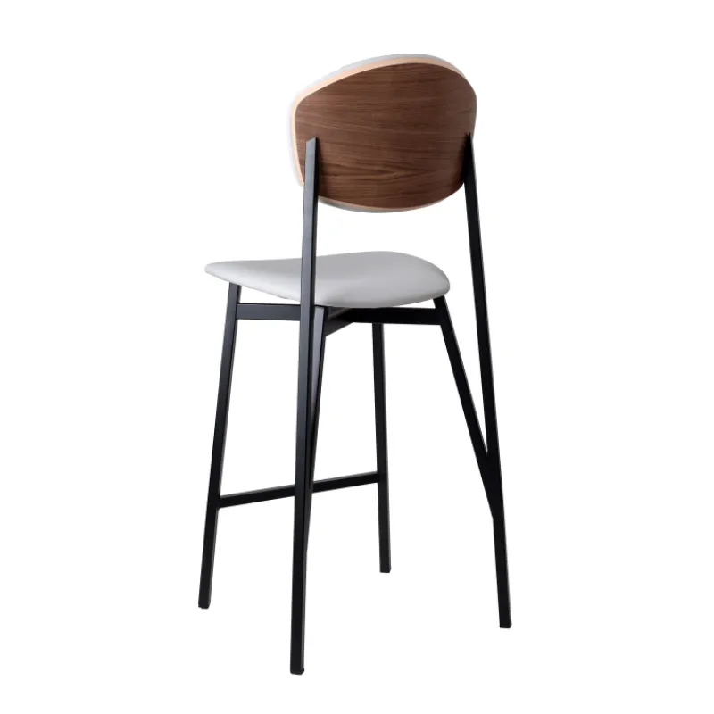 Carrier Artémis ® Tabouret snack design français assise et dossier en simili dos bois et pieds en métal> Tabouret Snack (assise +/- 65 Cm)|Tabouret De Bar (assise +/- 80 Cm)
