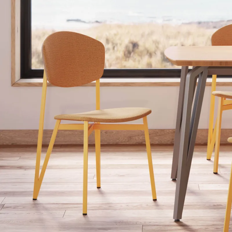 Carrier Artémis XL ® Chaise design française avec assise en tissu, dos du dossier bois et pieds en métal> Chaise De Salle à Manger|Chaise Salon