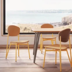 Carrier Artémis XL ® Chaise design française avec assise en tissu, dos du dossier bois et pieds en métal> Chaise De Salle à Manger|Chaise Salon