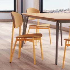 Carrier Artémis XL ® Chaise design française avec assise en tissu, dos du dossier bois et pieds en métal><noscript><img width=
