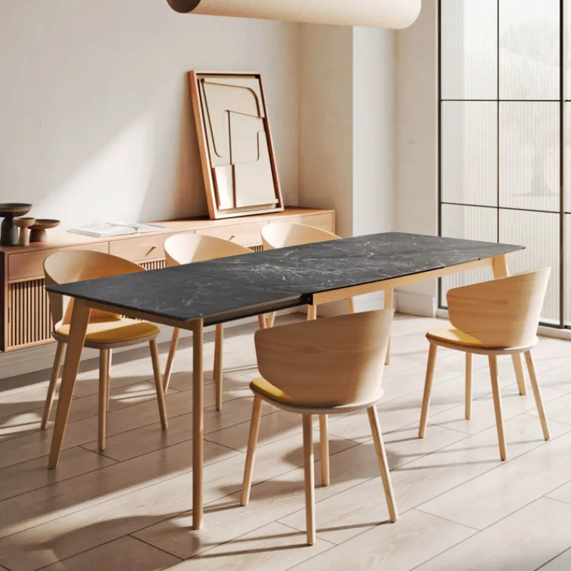 Cancio Atlas Table scandinave extensible en céramique avec pieds en bois> Table De Salle à Manger