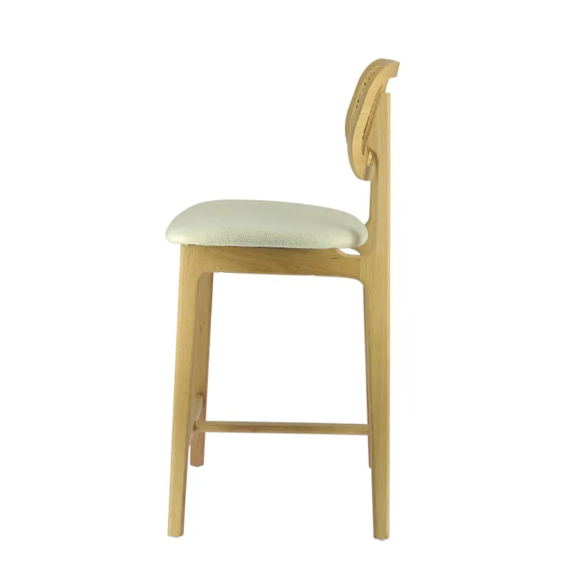 AugustinTabouret snack avec dossier en cannage et assise en tissu> Tabouret Snack (assise +/- 65 Cm)|Tabouret De Bar (assise +/- 80 Cm)