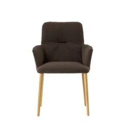 Mobitec Aura ® Chaise avec accoudoirs style cocooning en tissu et pieds bois> Chaise De Salle à Manger|Chaise Salon