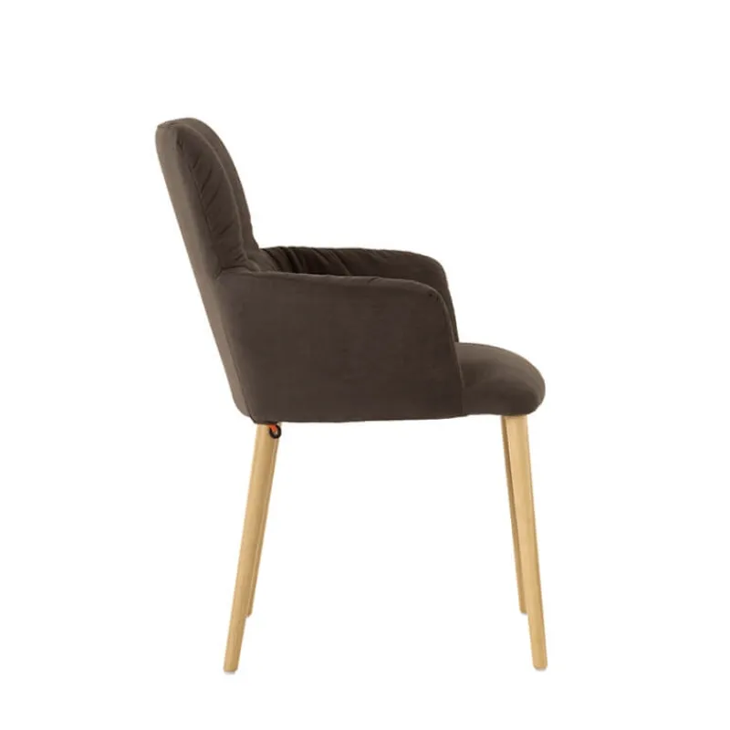 Mobitec Aura ® Chaise avec accoudoirs style cocooning en tissu et pieds bois> Chaise De Salle à Manger|Chaise Salon