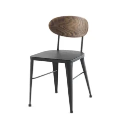 Jayso Austin Chaise en métal industriel dossier bois><noscript><img width=