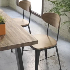 Jayso Austin Chaise industrielle vintage en bois et métal> Chaise De Cuisine|Chaise De Salle à Manger