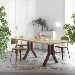 Jayso Austin Chaise industrielle vintage en bois et métal> Chaise De Cuisine|Chaise De Salle à Manger