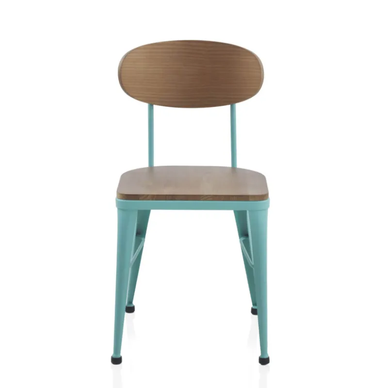Jayso Austin Chaise industrielle vintage en bois et métal> Chaise De Cuisine|Chaise De Salle à Manger