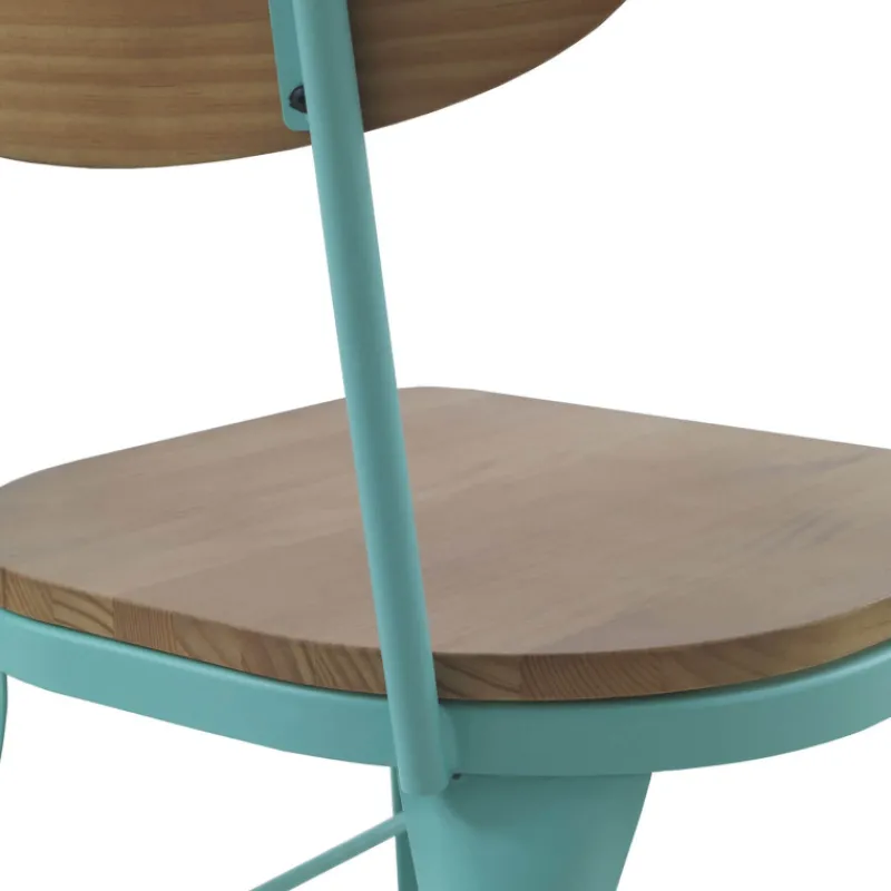 Jayso Austin Chaise industrielle vintage en bois et métal> Chaise De Cuisine|Chaise De Salle à Manger
