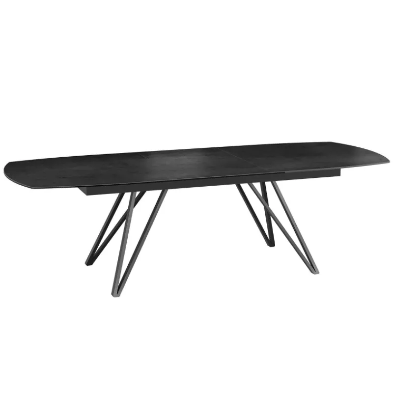 Akante BabyloneTable en céramique extensible avec pieds design en métal noir> Table De Salle à Manger