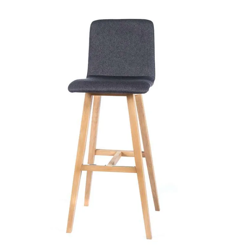Sessio BarPlaza Tabouret de bar scandinave en tissu avec pieds en bois> Tabouret De Bar (assise +/- 80 Cm)