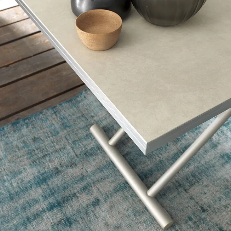 Altacom Bessy Table basse relevable avec plateau pliant en céramique et pieds métal> Table De Salon|Table Pour Petit Espace
