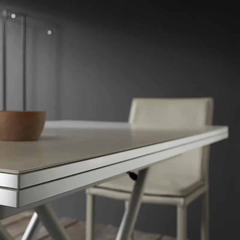 Altacom Bessy Table basse relevable avec plateau pliant en céramique et pieds métal> Table De Salon|Table Pour Petit Espace