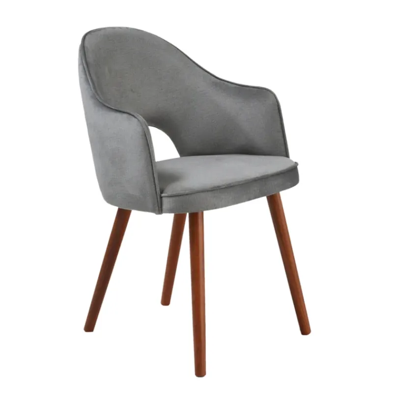 Sessio Bistrot Fauteuil cosy en tissu avec dossier ajouré et pieds bois> Chaise De Salle à Manger|Chaise Salon