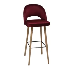 Sessio Bistrot Tabouret de bar en tissu dossier ajouré avec pieds en bois> Tabouret De Bar (assise +/- 80 Cm)